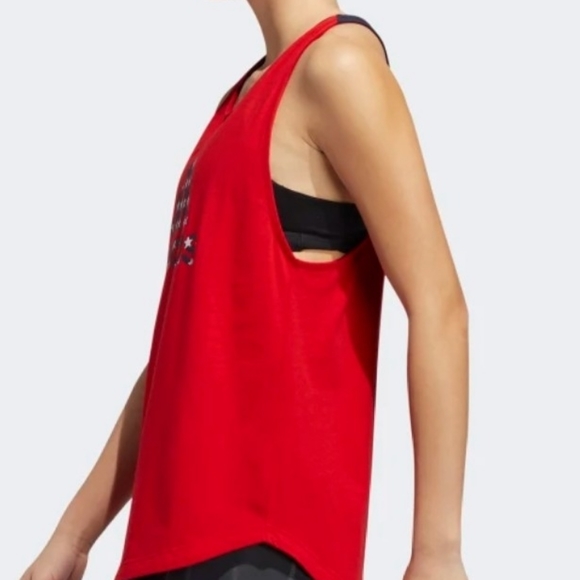 Adidas women's ricerback tank top Americana logo size S M L Red - Picture 5 of 6
